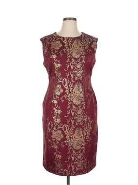 Philosophy Republic Burgundy and Gold Midi Sheath Dress